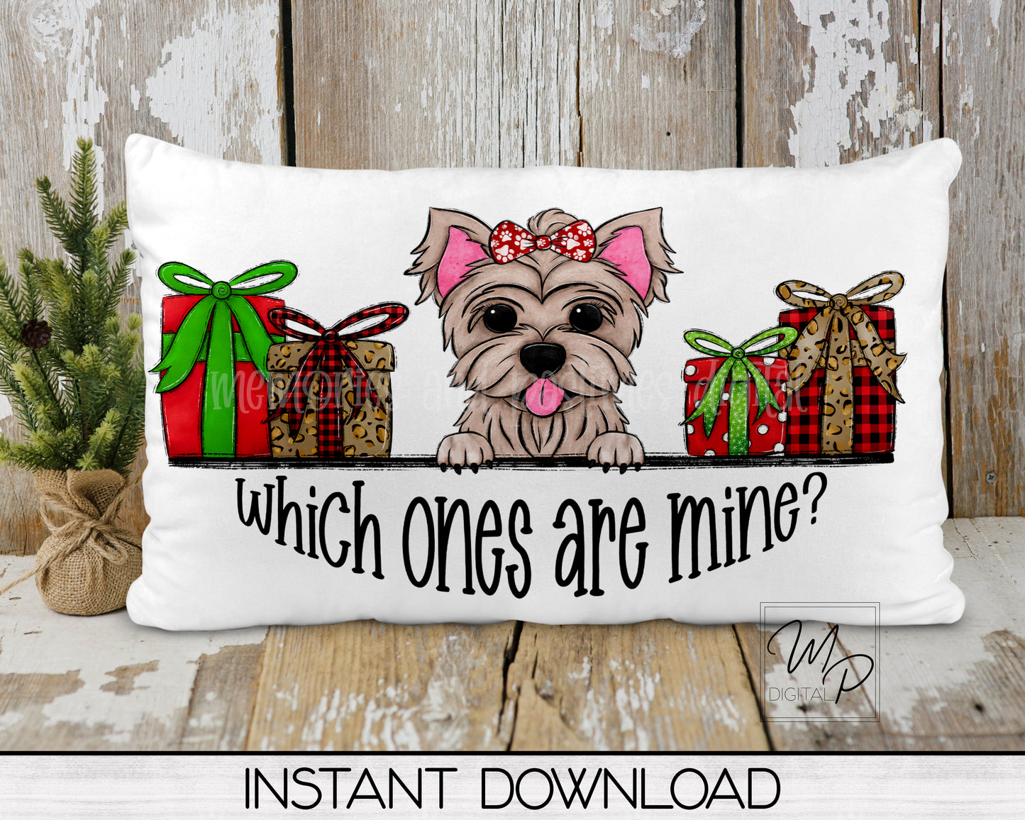 Christmas Yorkie Tree Skirt Sublimation Design - Commercial Use