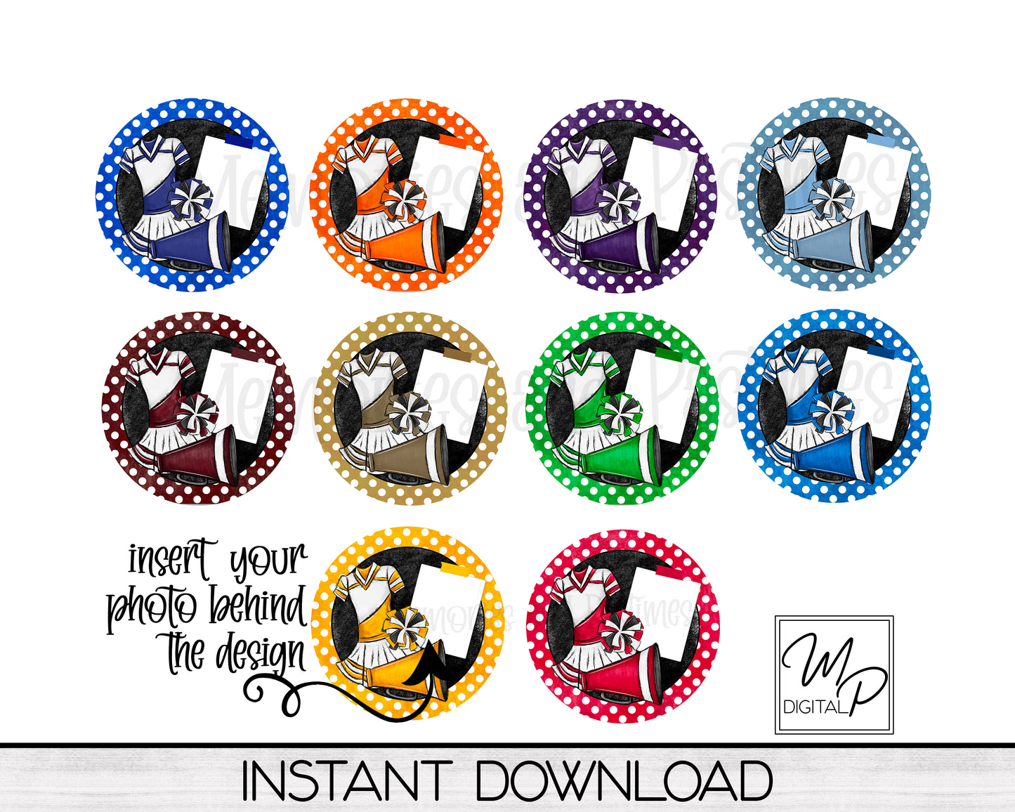 10 Colors Cheerleader PNG Digital Download for Sublimation of Ornaments, Wall Hanging, Keychains