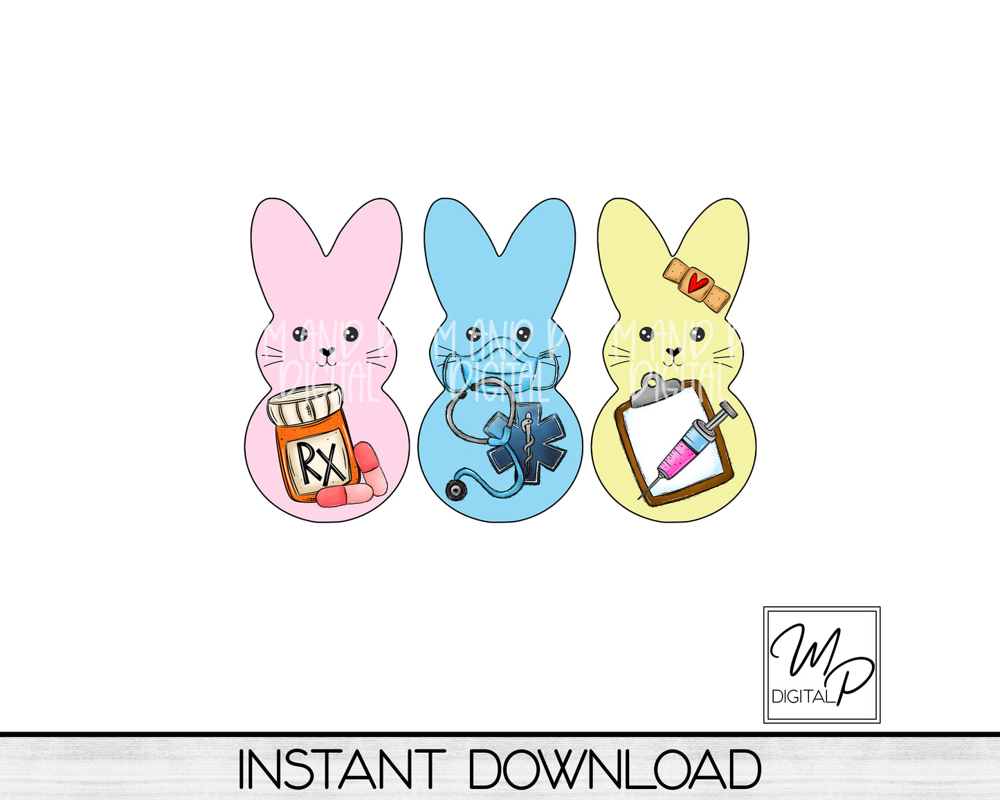 Nurse Easter Bunny BUNDLE PNG Sublimation Design for PEEP Earring, Digital Download