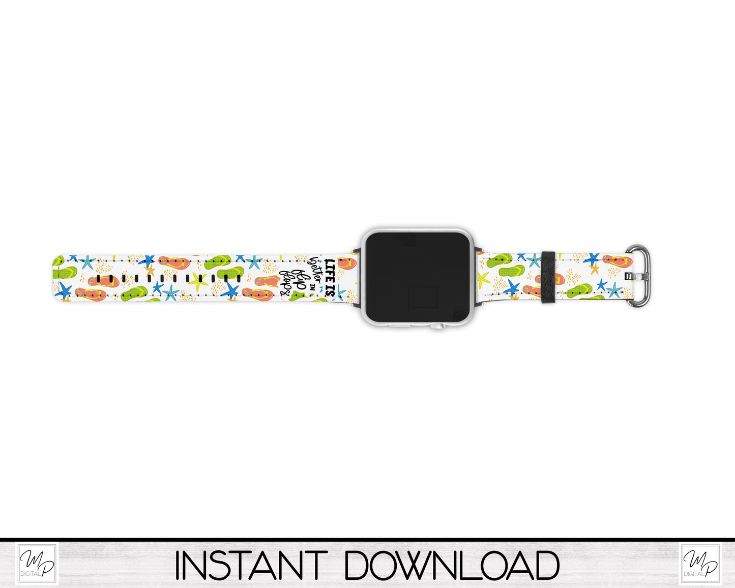 Flip Flop Summer PNG for Sublimation of Watchbands, Digital Download