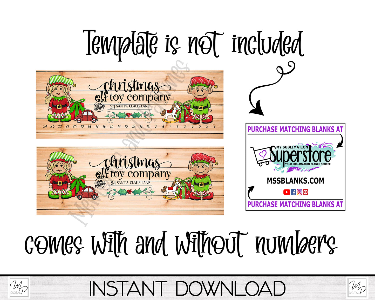 Elf Toy Company Candy Cane Countdown Sign PNG Sublimation Digital Download, Candy Cane Holder Advent Calendar
