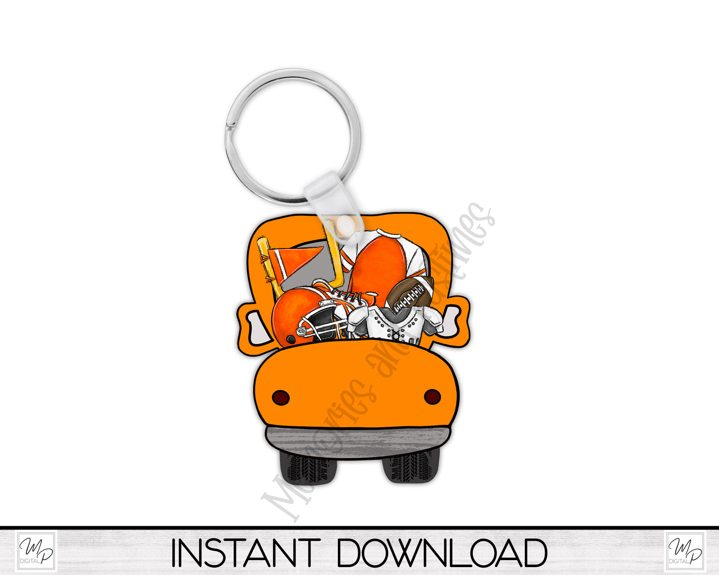 Orange Football Truck Door Hanger PNG Design for Sublimation, Digital Download