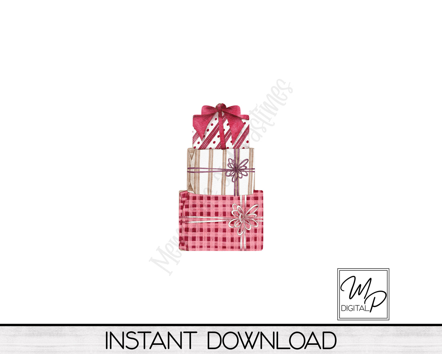 Stacked Gifts Bottle Holder Ornament PNG Sublimation Digital Design Download