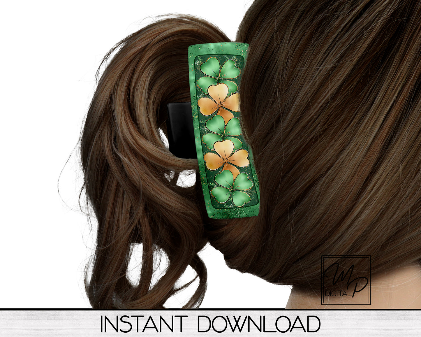 St. Patrick's Day Clover Hair Clip PNG Sublimation Design, Digital Download