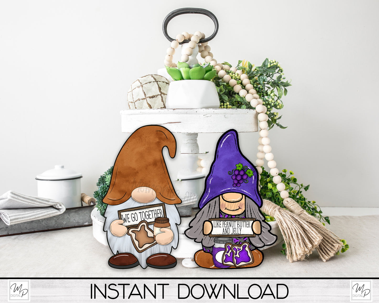Gnome Couple PNG Sublimation, We Go Together, Digital Design Download