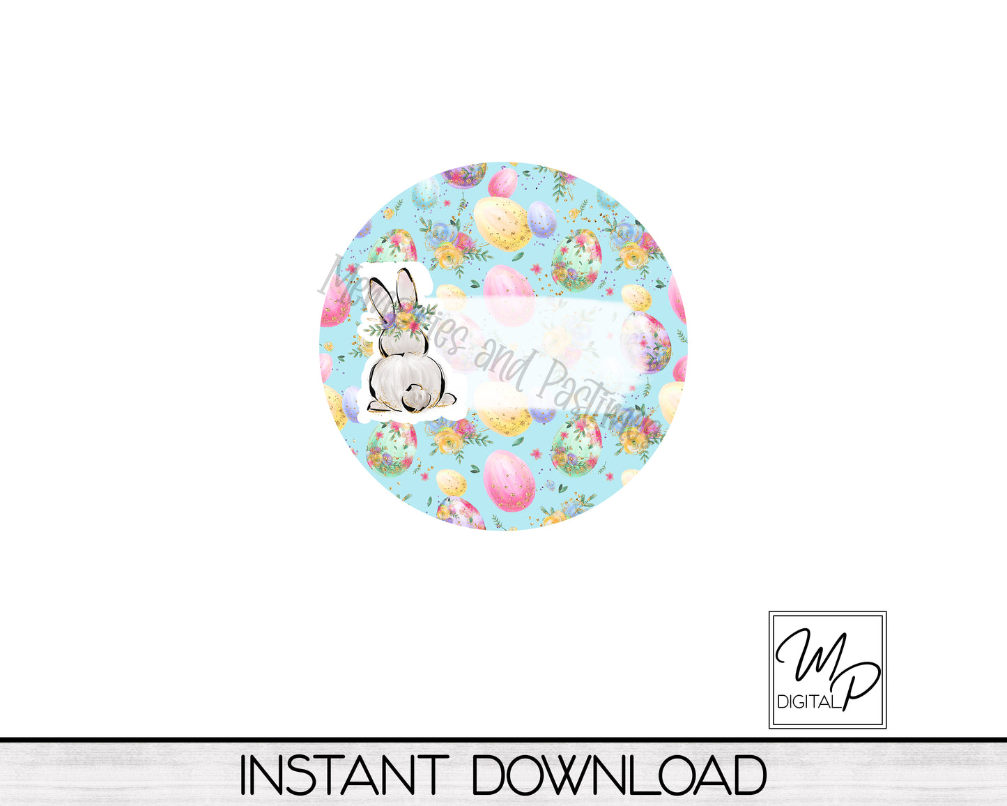 Round Easter Basket Tag PNG Sublimation Digital Design Download