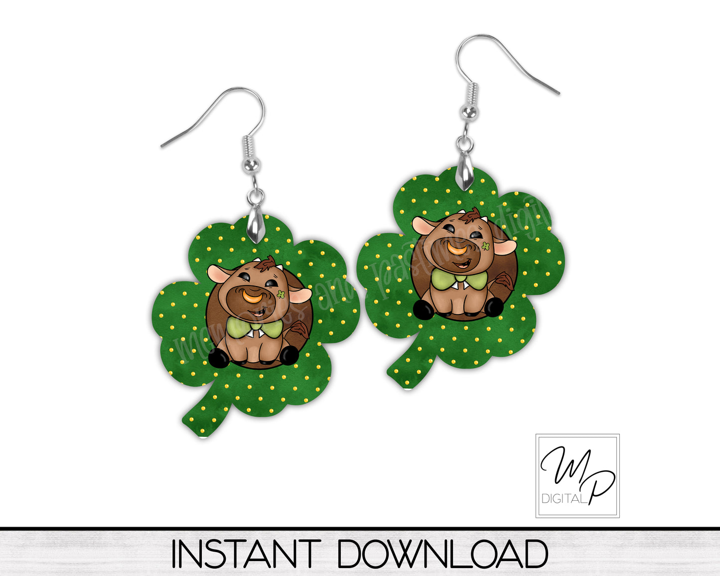 Clover and Cow Earring Design BUNDLE for Sublimation, Digital Download