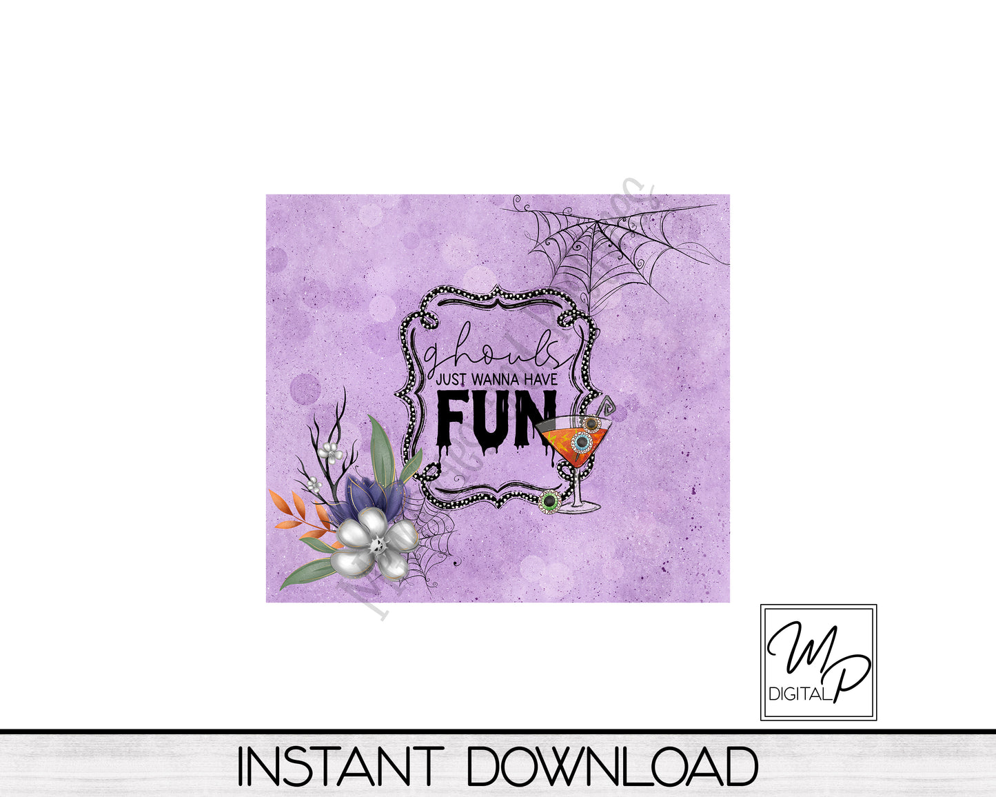 Halloween Ghouls 20oz Skinny Tumbler Design - PNG Instant Digital Download - Commercial Use