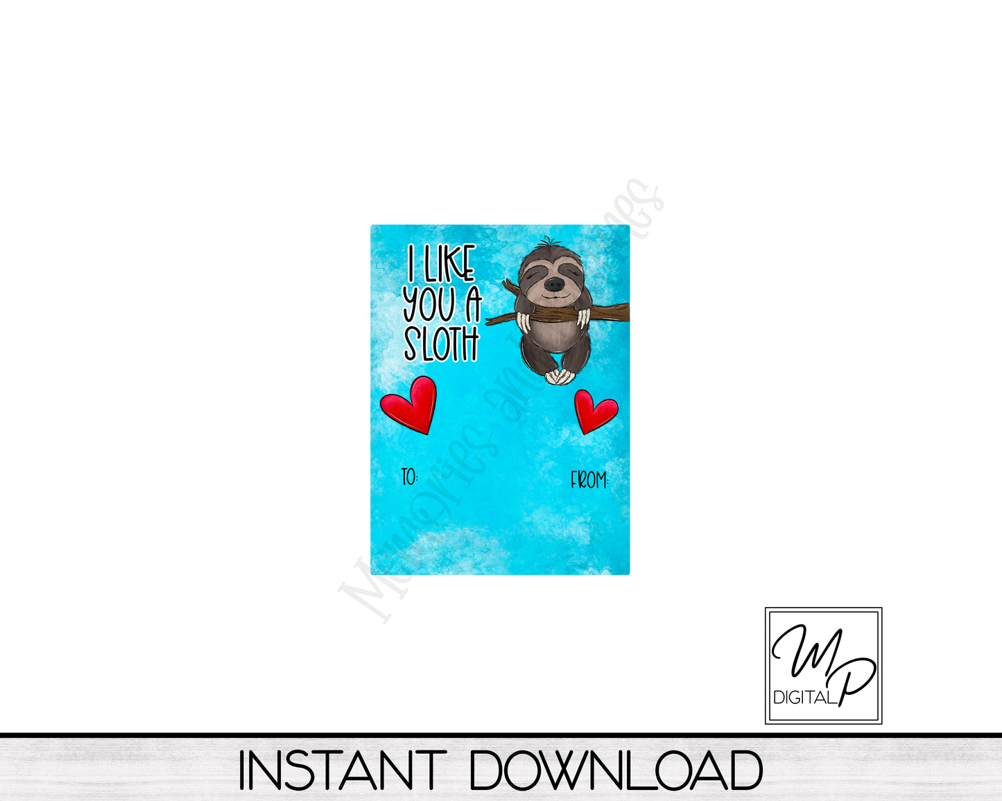 Valentine's Day Sloth Playdough Tag PNG Design, Party Favor Sublimation Design Download