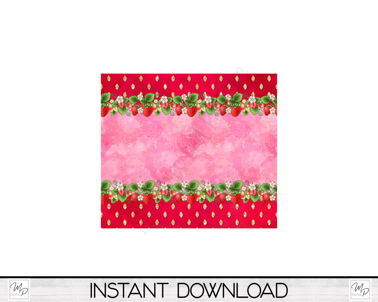 Strawberry 20oz Skinny Tumbler PNG Sublimation Design, Tumbler Digital Download