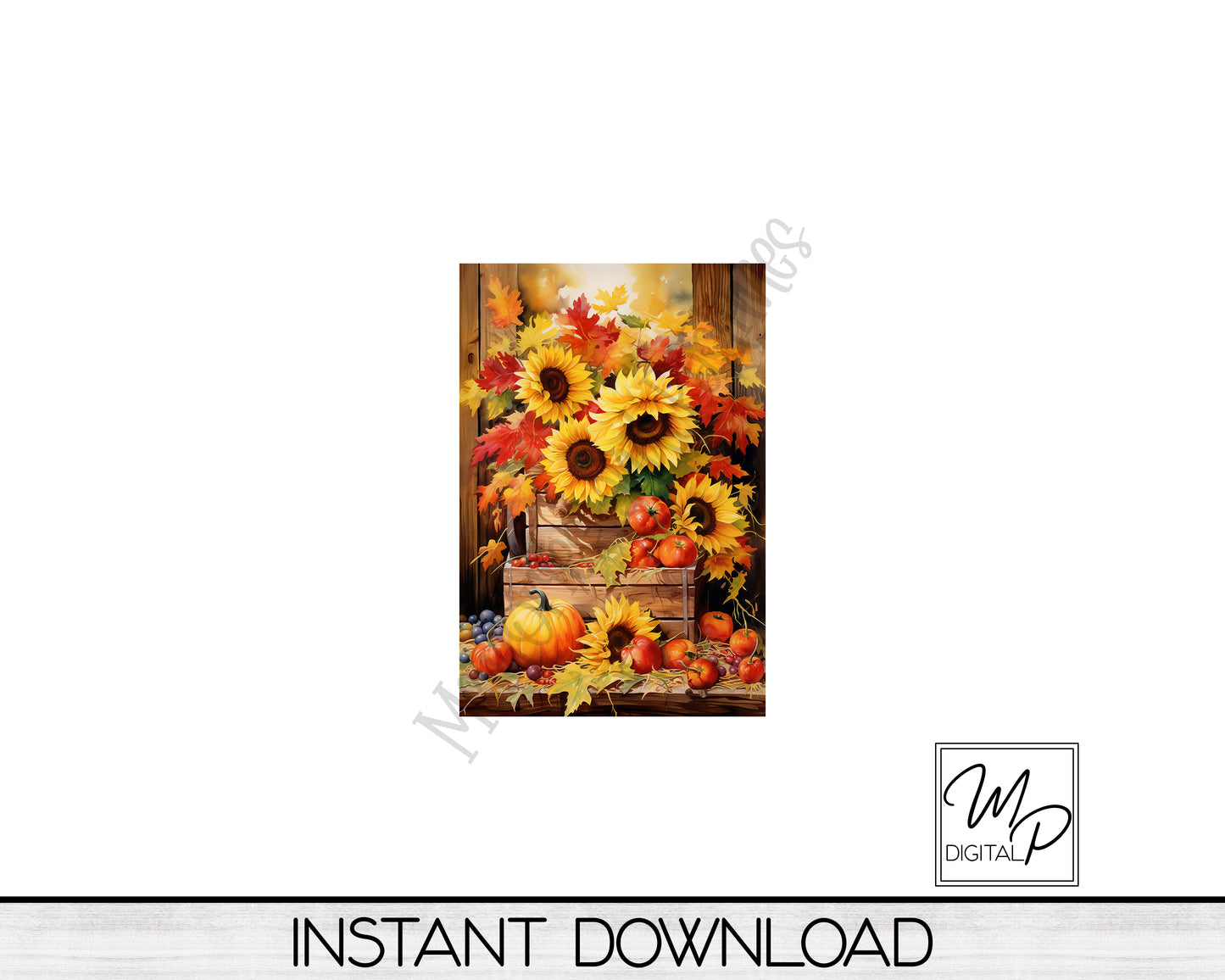 12x18 Garden Flag Sublimation Design, Fall Sunflowers and Pumpkins Patio Flag Digital Download