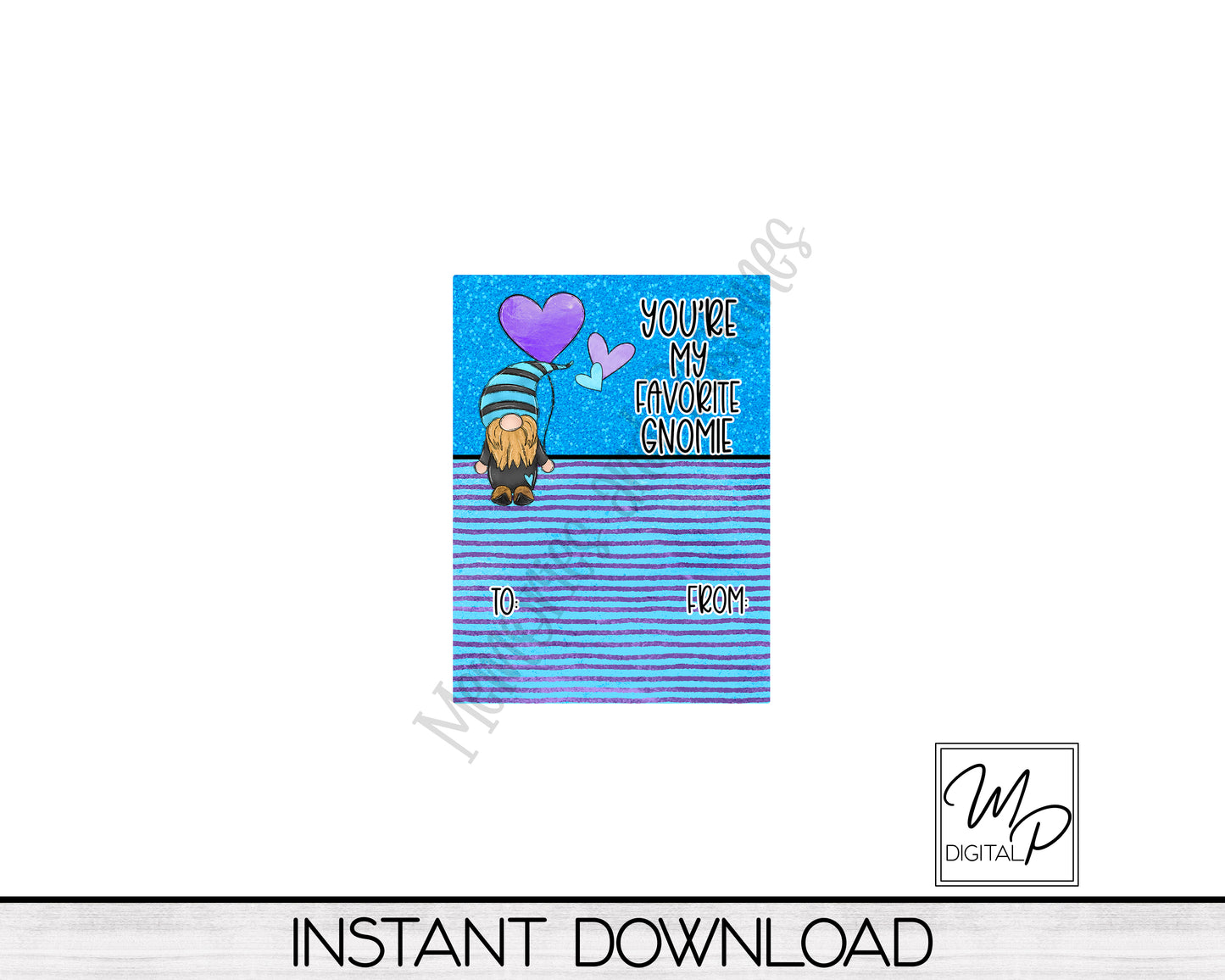 Valentine's Day Gnome Playdough Tag PNG Design, Party Favor Sublimation Design Download