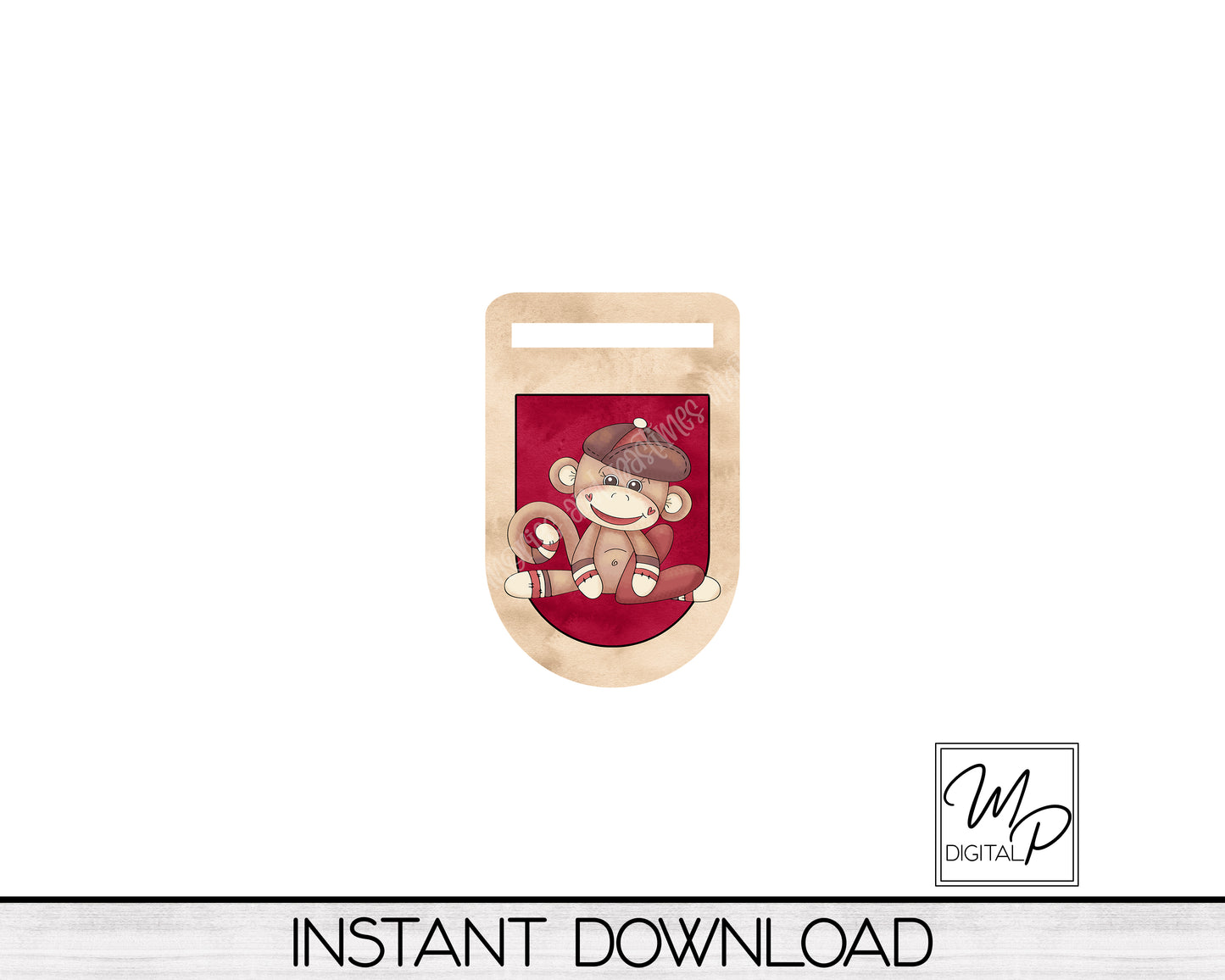 Valentine's Day Monkey PNG Design for Sublimation of Earrings Oval with Leather, Digital Download