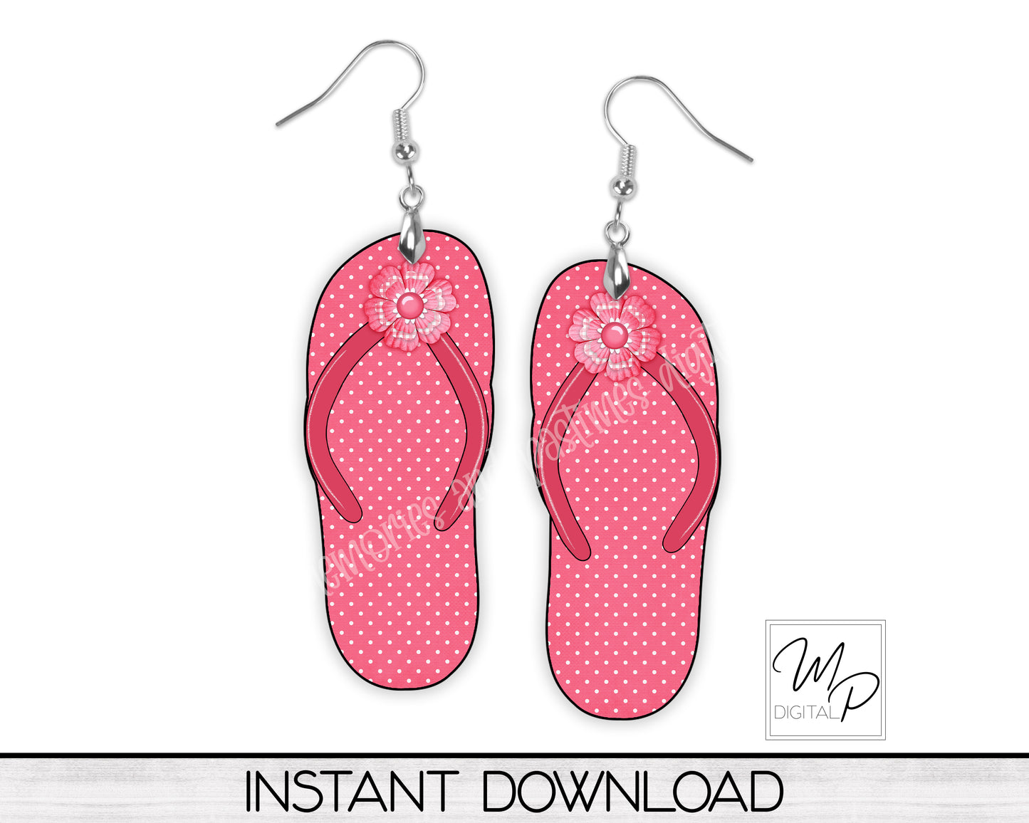 Polka Dot Flip Flop Earrings Bundle Sublimation PNG Design, Digital Download