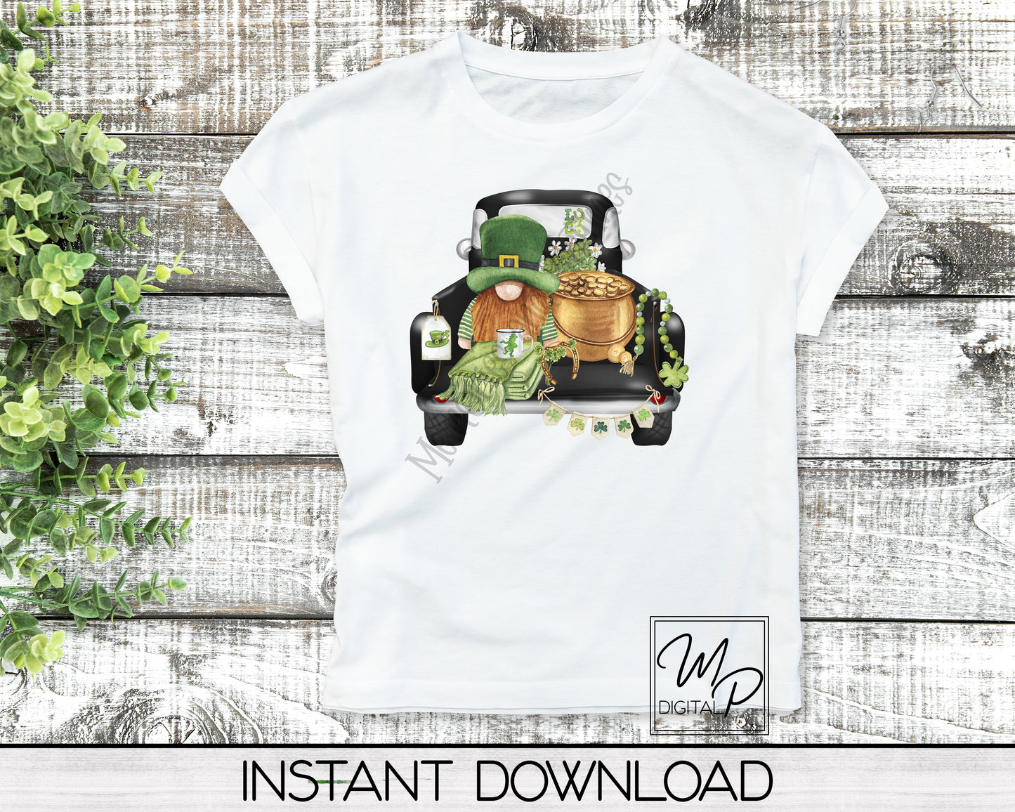 St. Patrick's Day Black Farmhouse Truck PNG Sublimation Design, Commercial Use