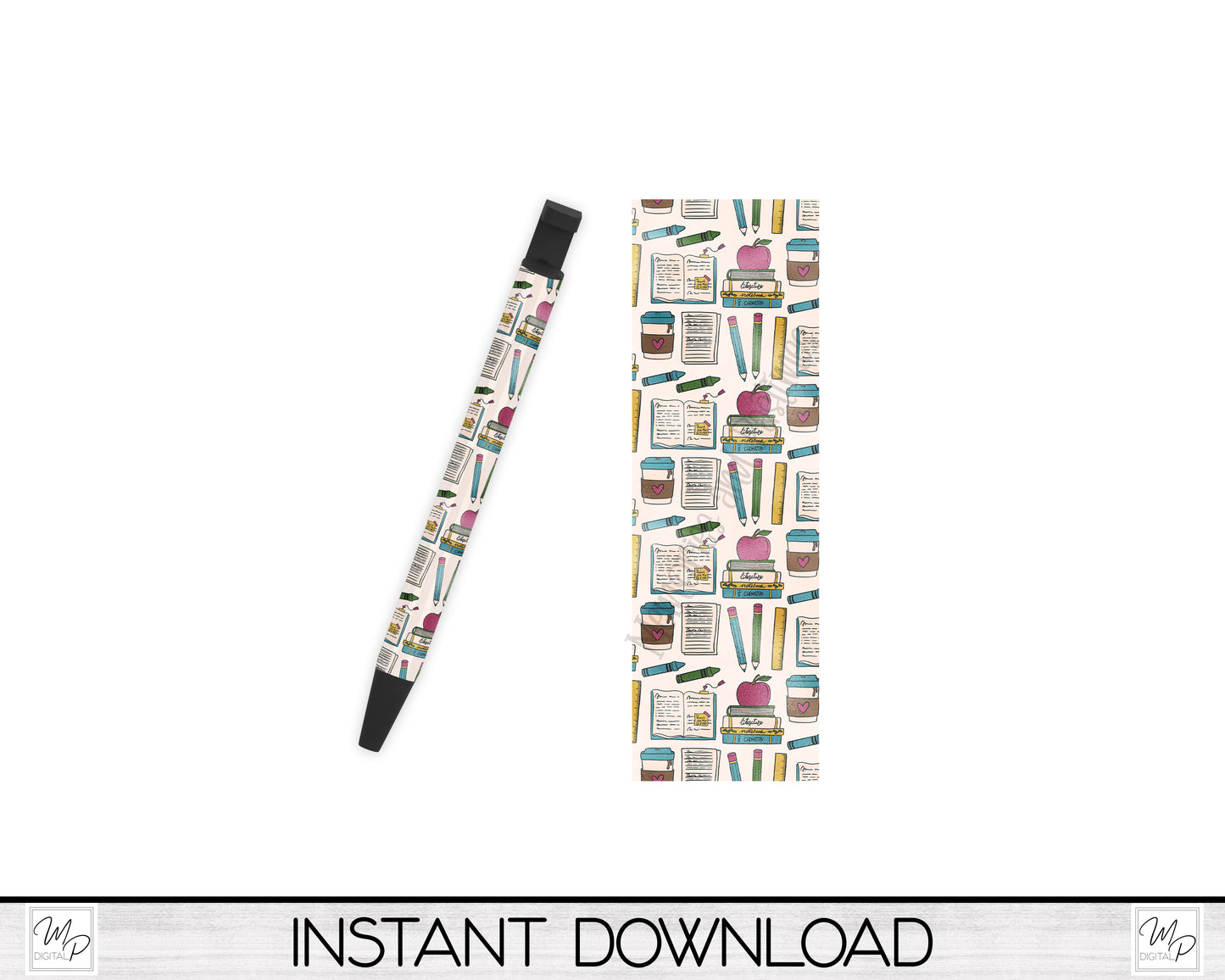 School Teacher Sticky Notepad Holder and Pen PNG Sublimation Design, Digital Download