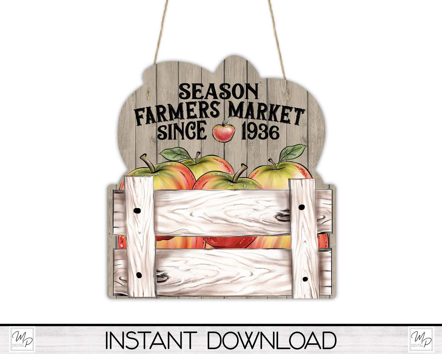 Farmers Market Apple Sign PNG Design for Sublimation, Digital Download