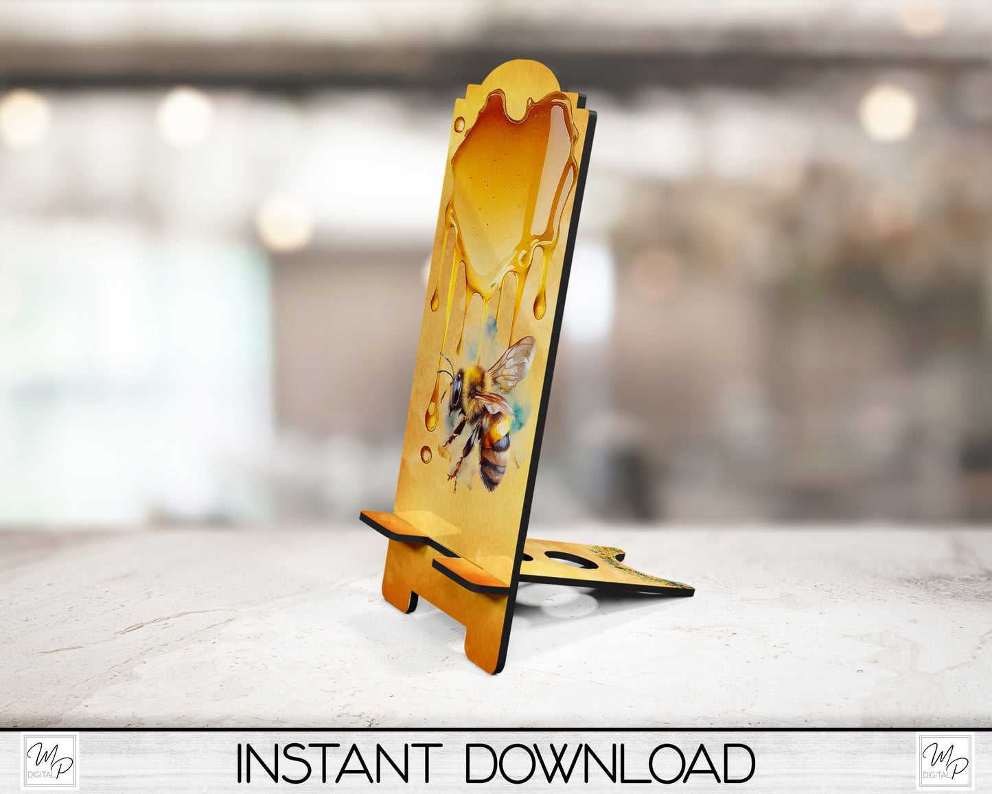 Honey Bee Cell Phone Stand PNG for Sublimation Design, Digital Download