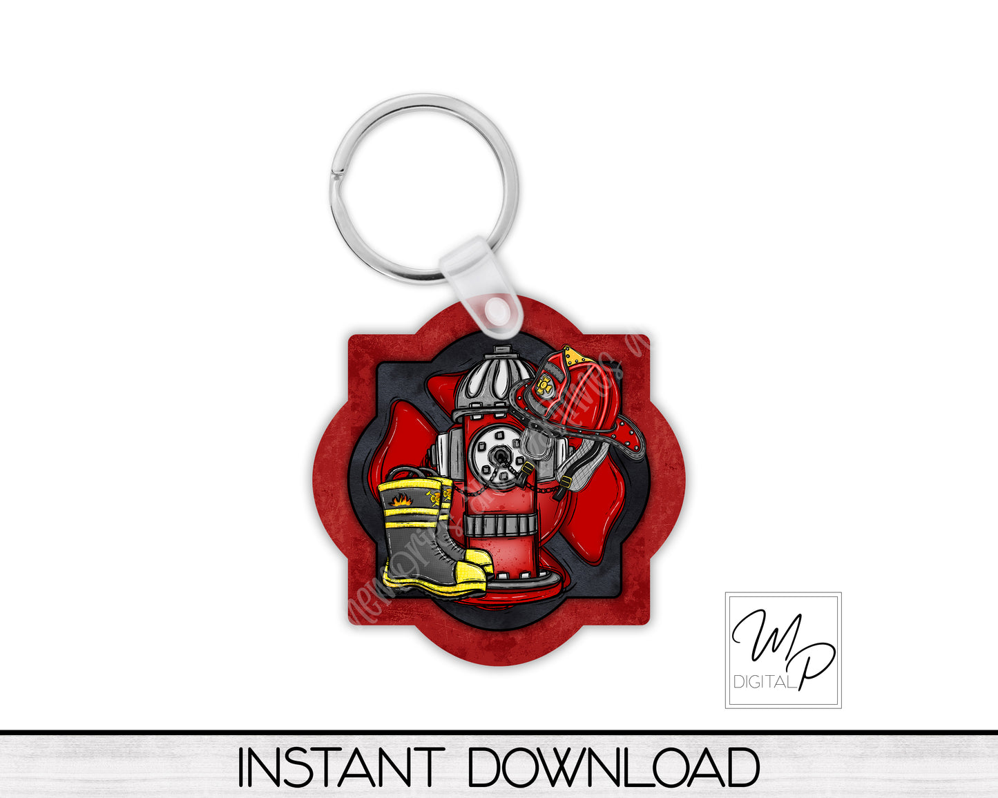 Firefighter Quatrefoil PNG, Digital Download for Sublimation