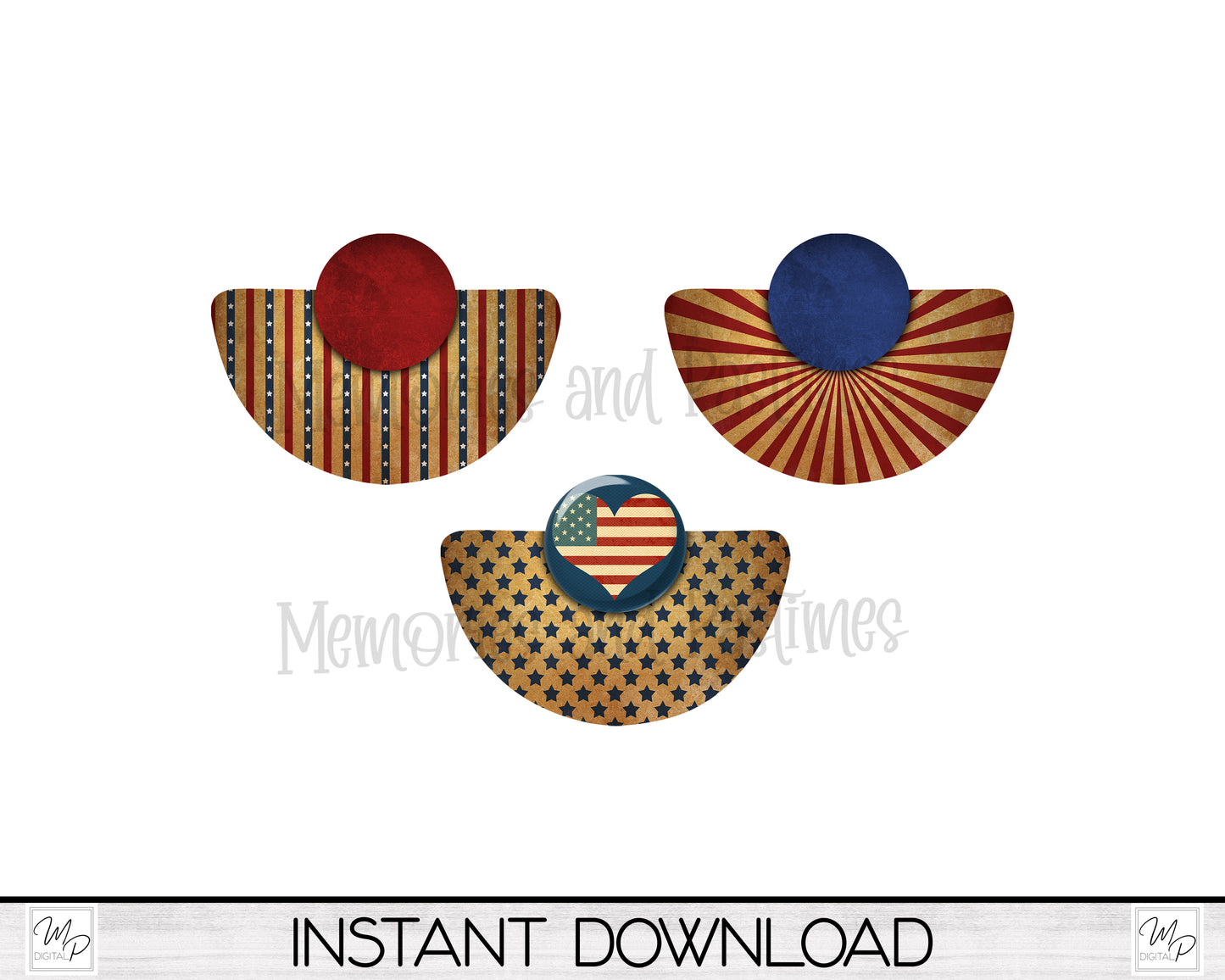 Patriotic Earring Design Bundle for Sublimation of Boho Round Blanks, Digital Download