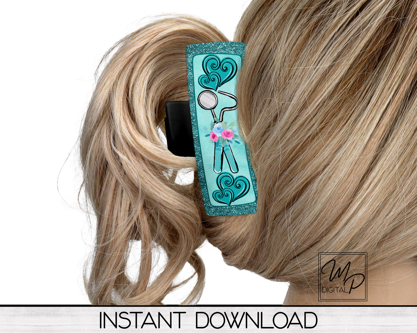 Dentist, Dental Hygienist Hair Clip PNG Sublimation Design, Digital Download