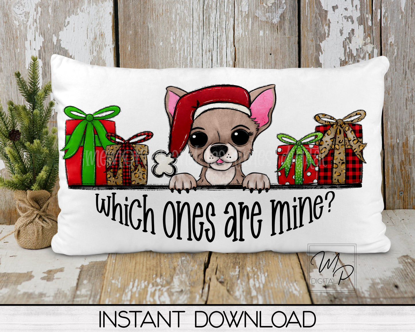 Christmas Chihuahua Tree Skirt Sublimation Design - Commercial Use