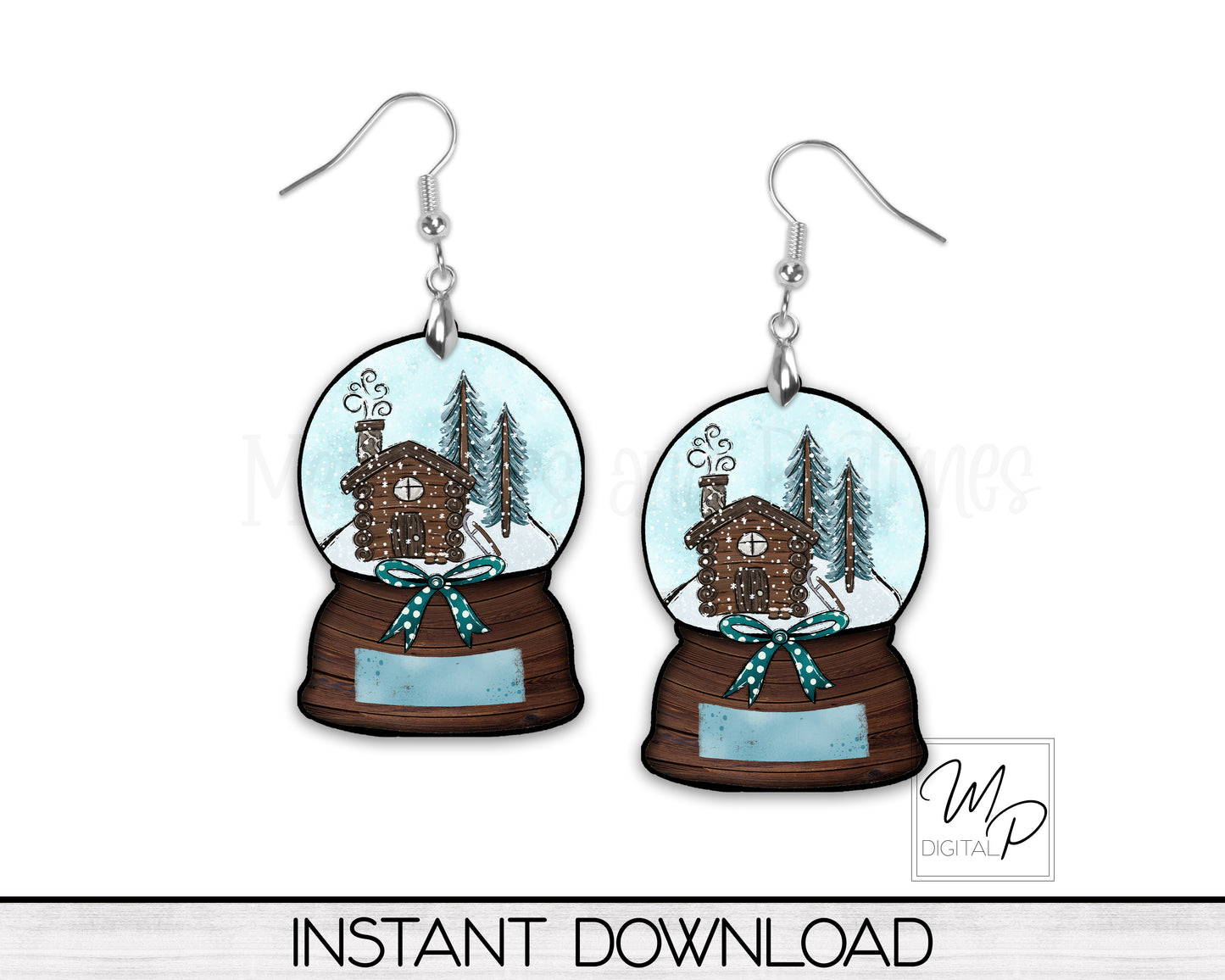 Christmas Cabin Snow Globe Ornament PNG Design, Sublimation Design Download