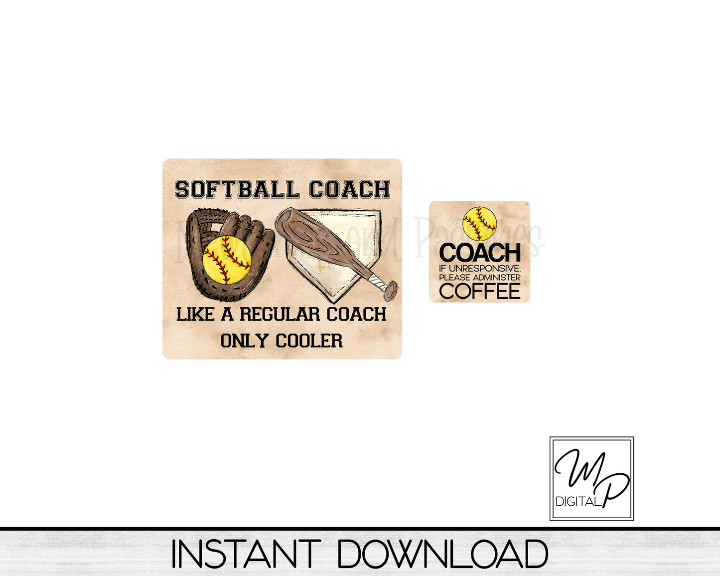 Softball Coach Mousepad and Coaster PNG for Sublimation, Digital Download