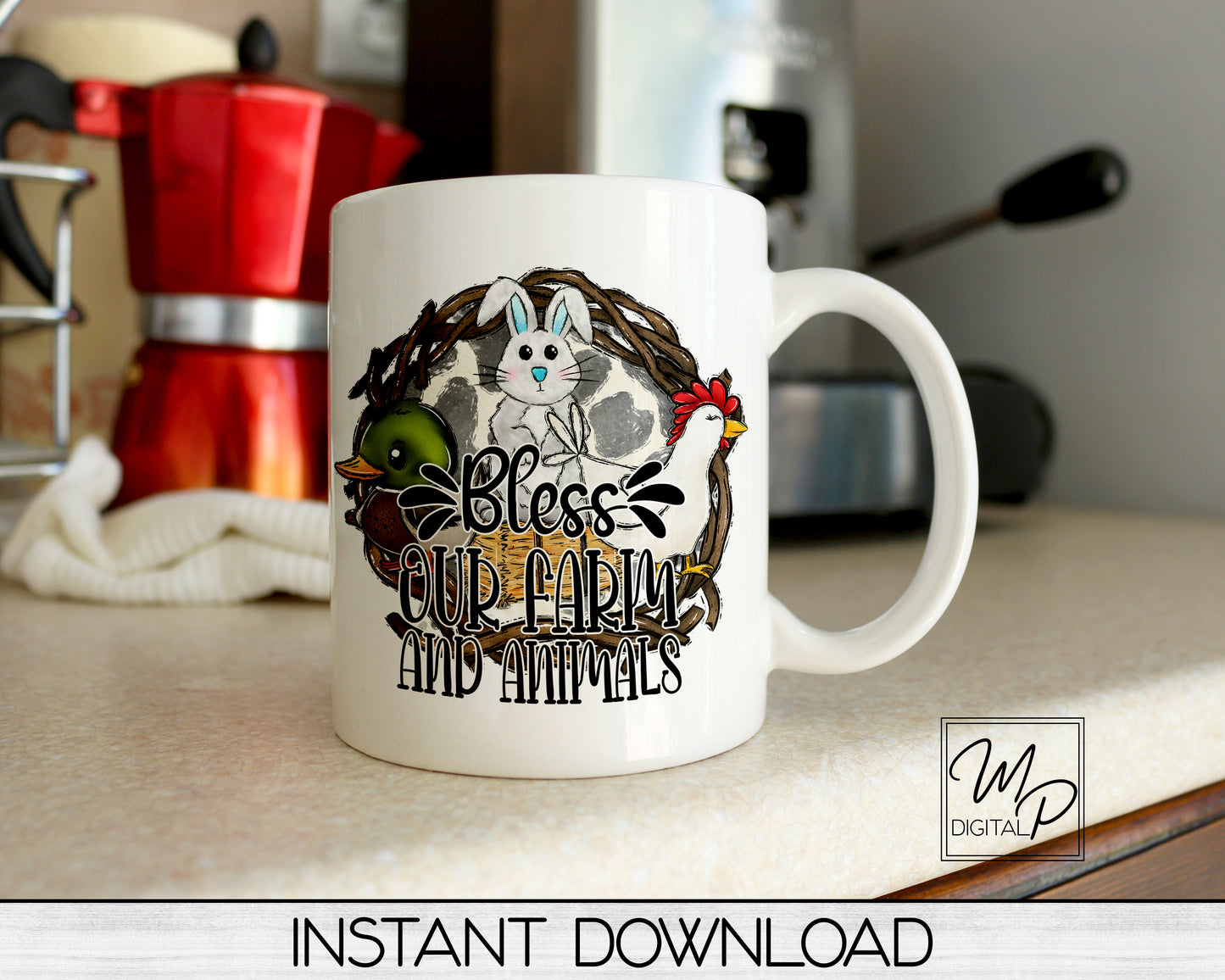 Bless Our Farm and Animals Sublimation Design PNG Digital Download - Tote Mug Tshirt Tea Towel Sublimation - Commercial Use