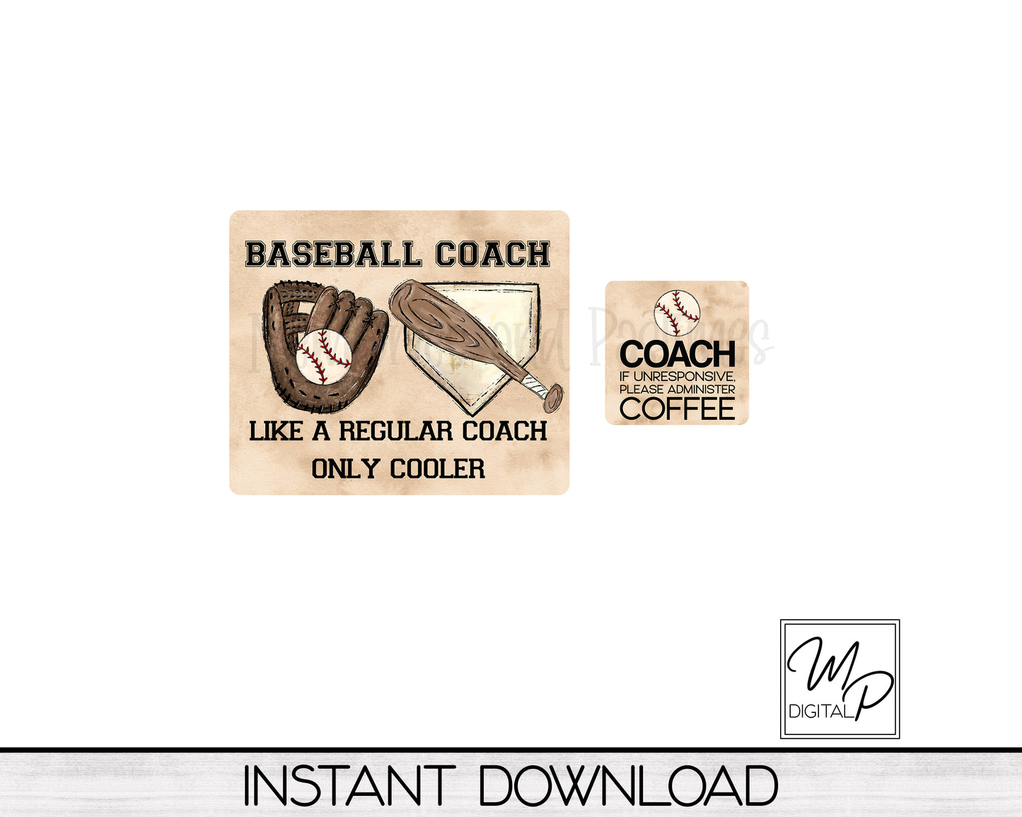 Baseball Coach Mousepad and Coaster PNG for Sublimation, Digital Download