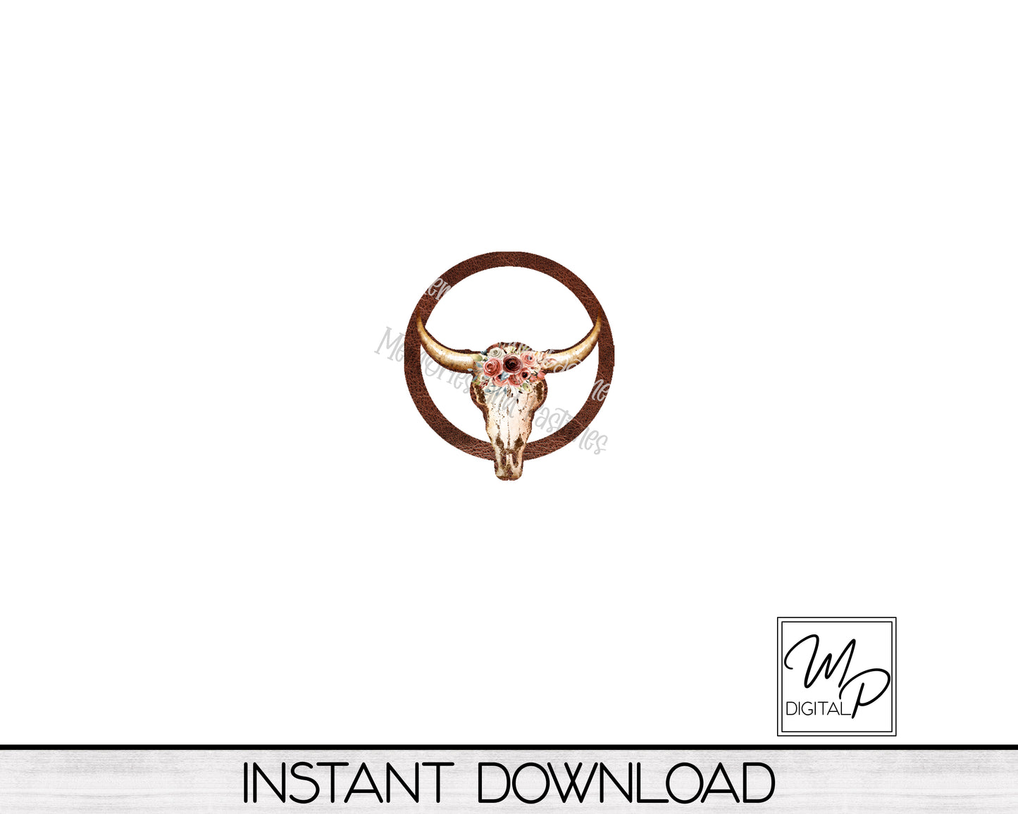 Bull Skull PNG Design for Sublimation of Earrings with Leather, Digital Download