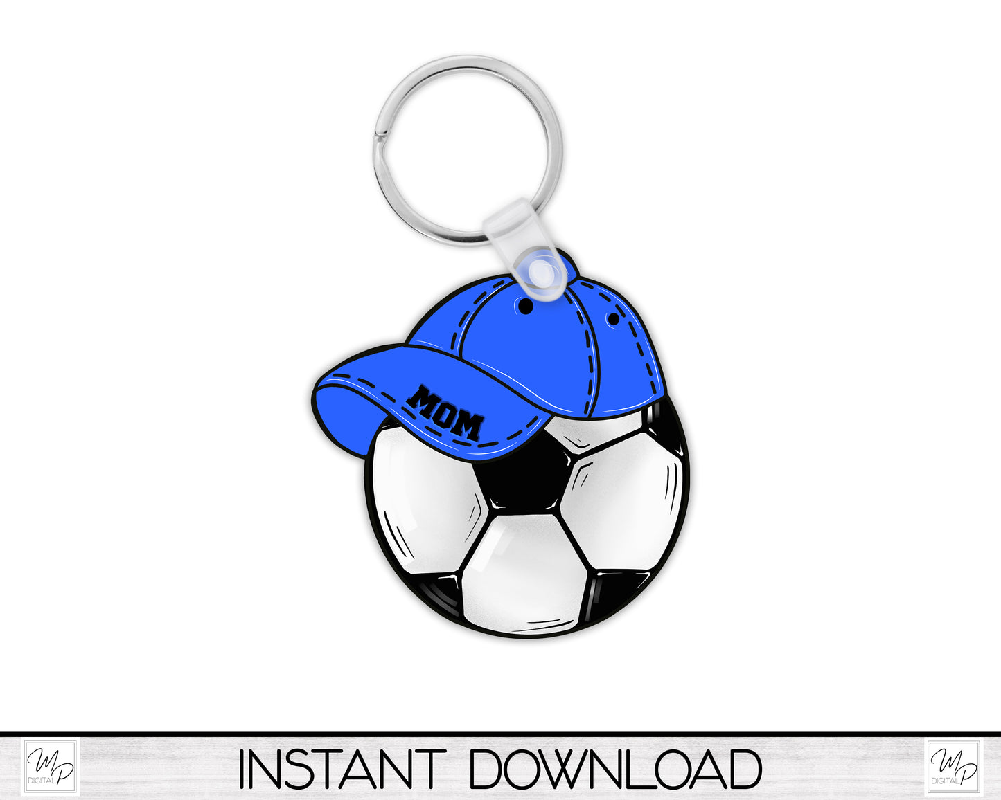 Soccer Ball and Hat for Mom PNG Design Bundle for Sublimation of Earrings, Keychains, Digital Download