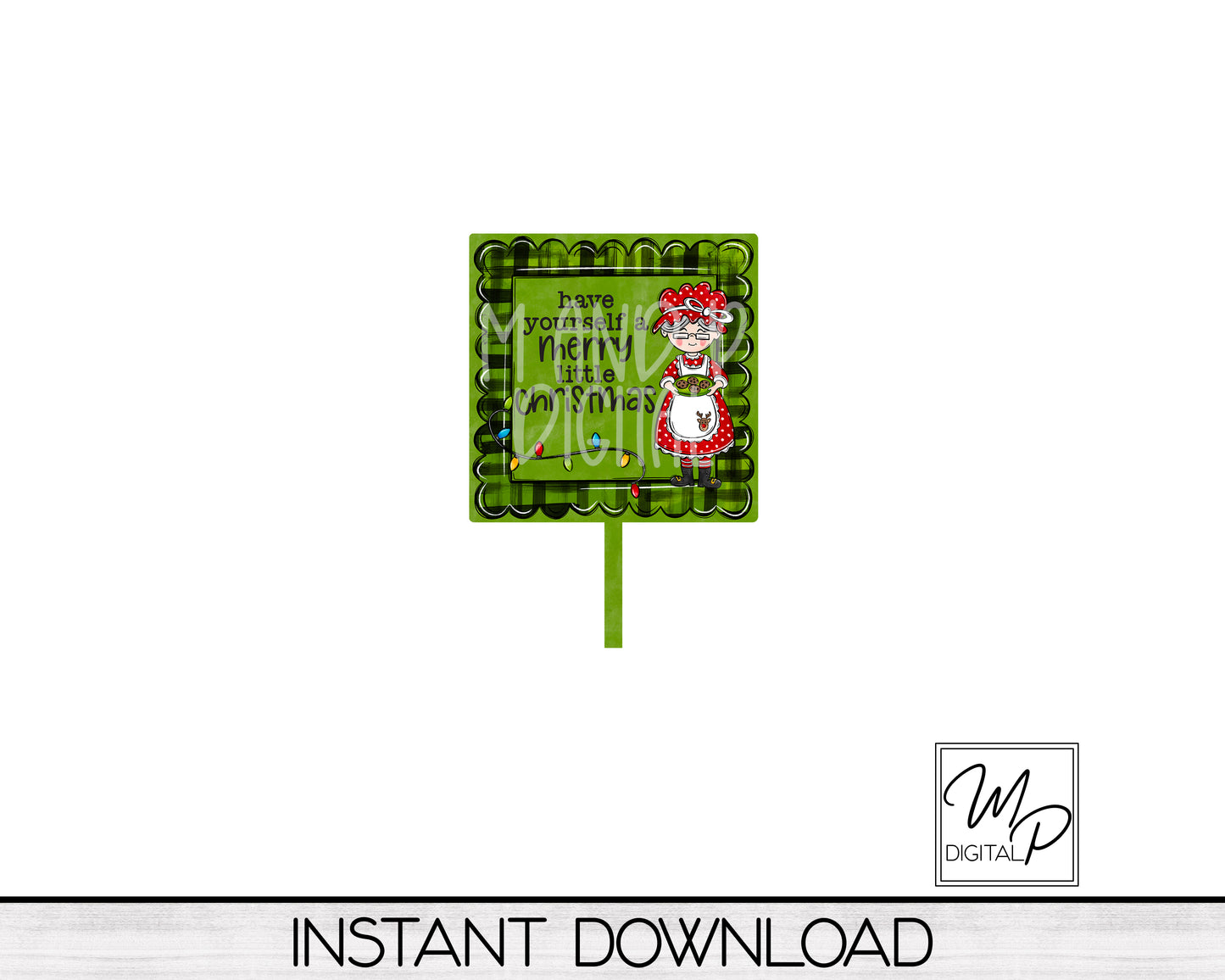 Mrs. Clause PNG Design for Sublimation of Square Cake Toppers, Digital Download