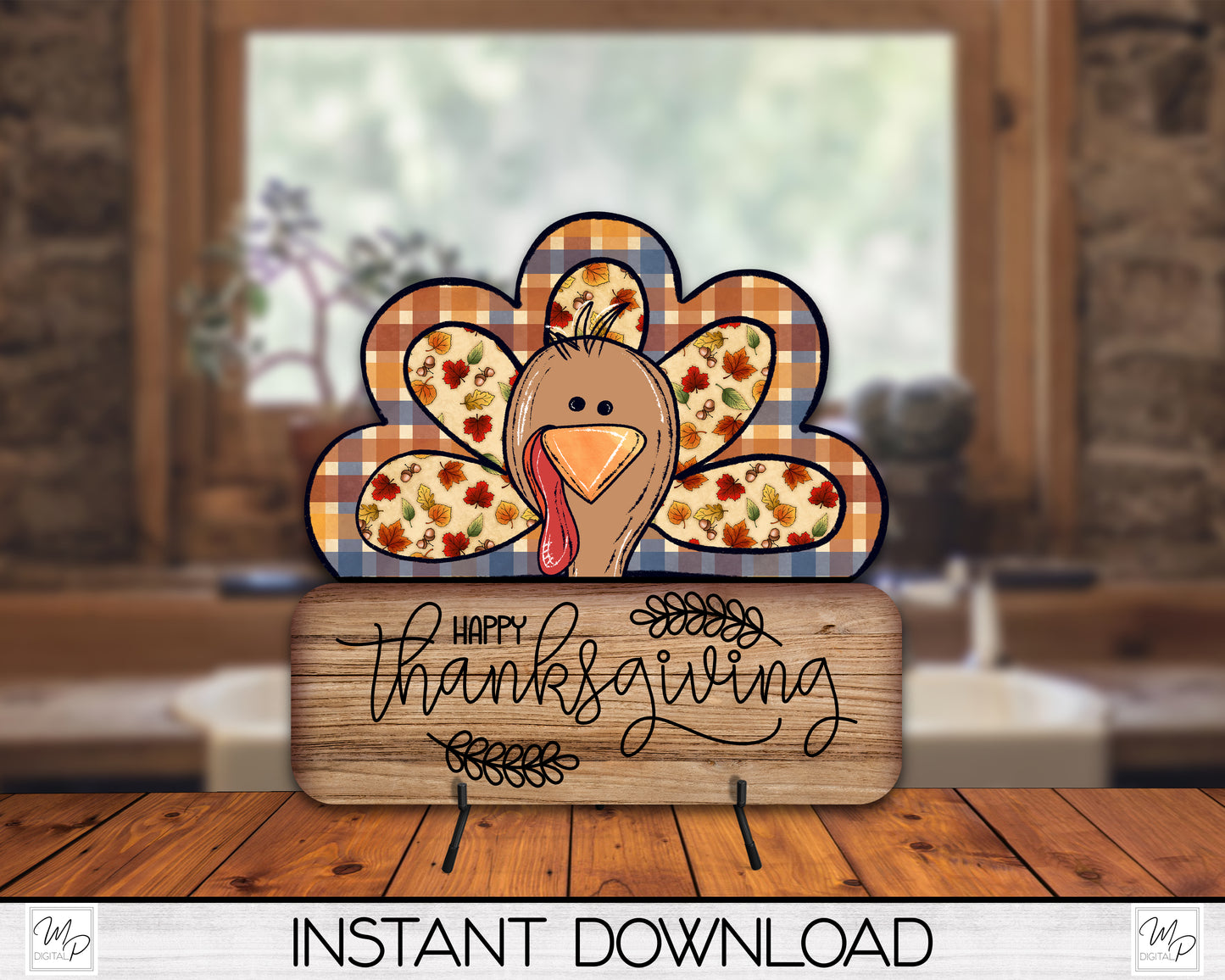 Happy Thanksgiving Turkey Door Hanger PNG Digital Download for Sublimation