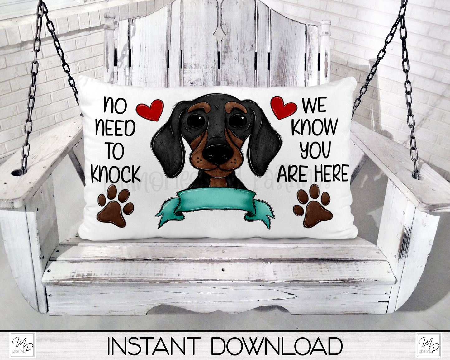 Dachshund Door Mat Design for Sublimation, No Need To Knock, Digital Download