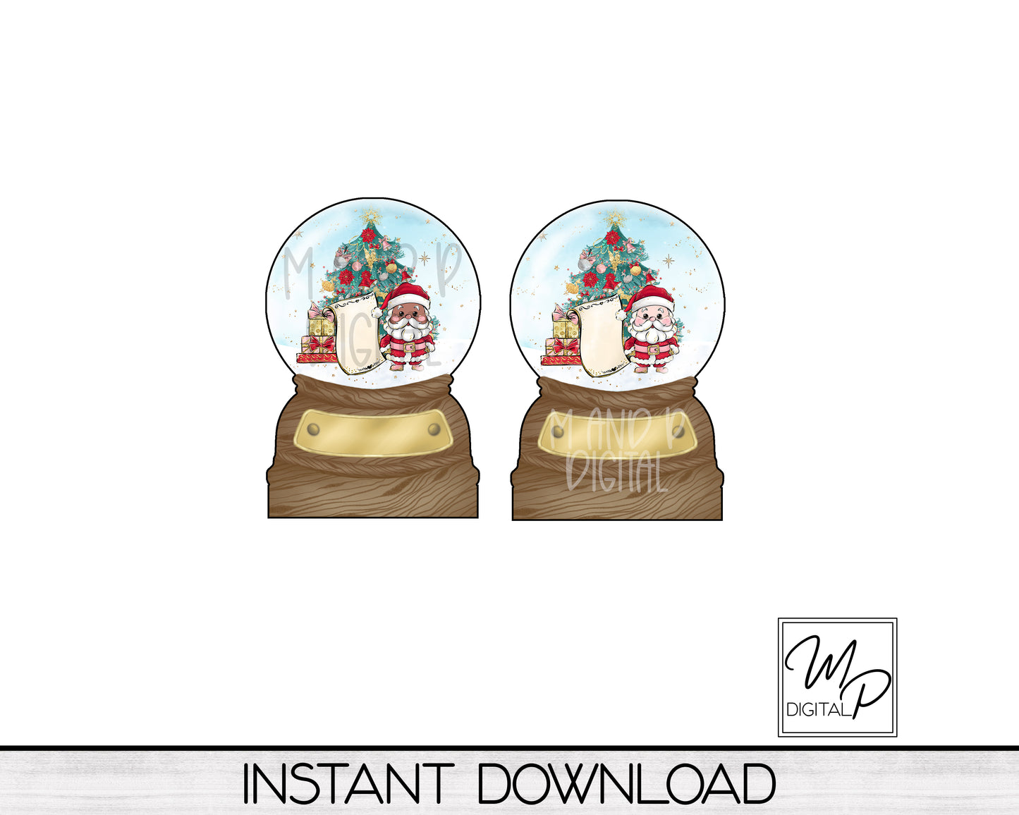 Santa Claus Snow Globe LED Light Up Sign, Acrylic Night Light PNG Sublimation Design, Digital Download