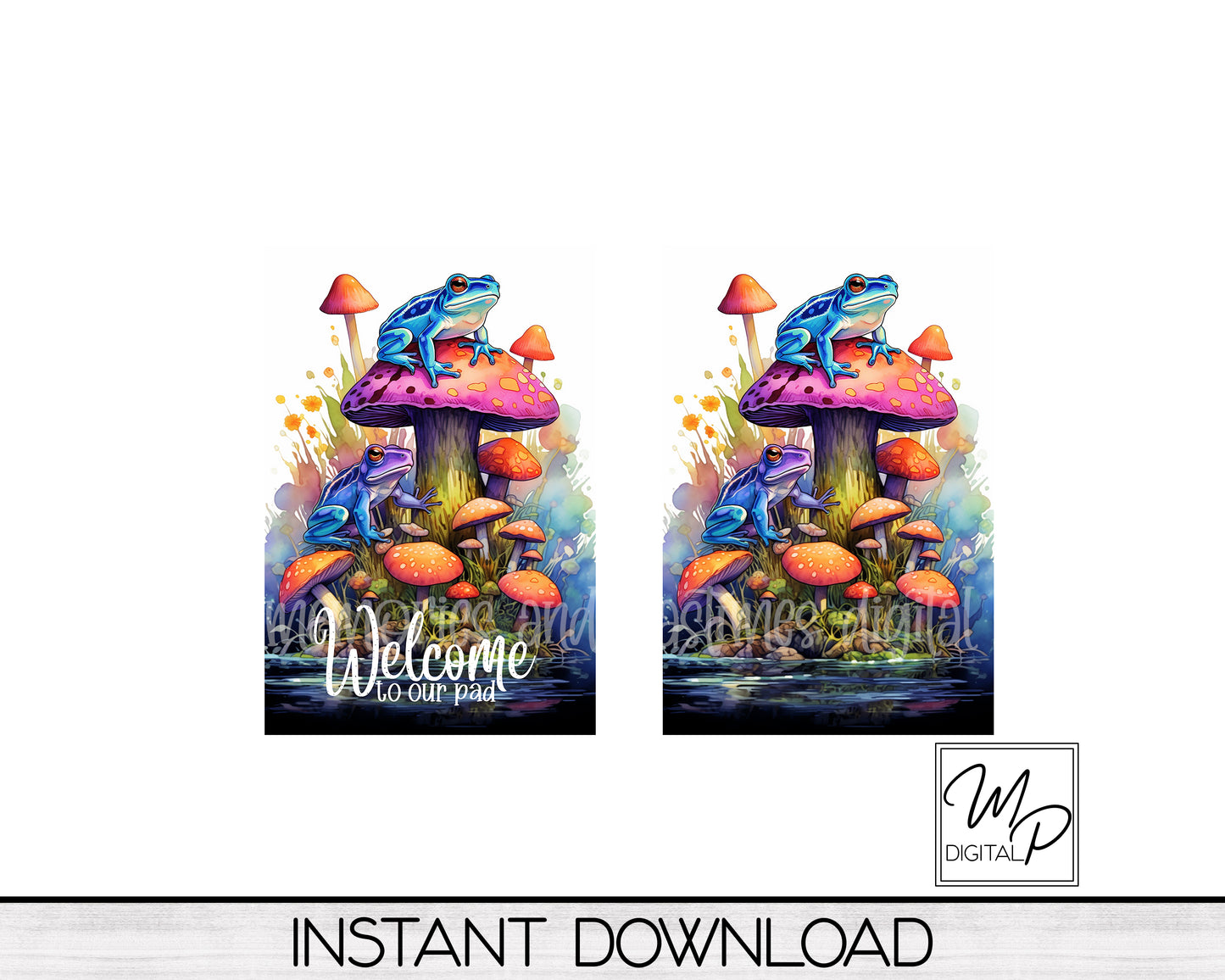 12x18 Garden Flag Sublimation Design, Bright Colored Frog, Patio Flag Digital Download