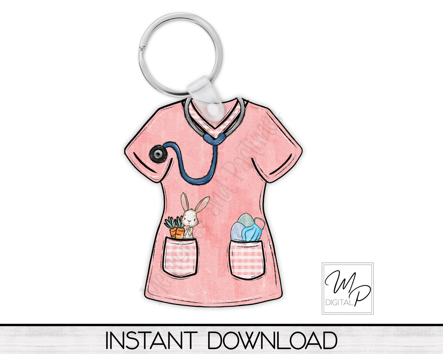 Easter Nurse Scrub Top PNG Design for Sublimation, Earrings, Keychain, Badge Reel, Digital Download