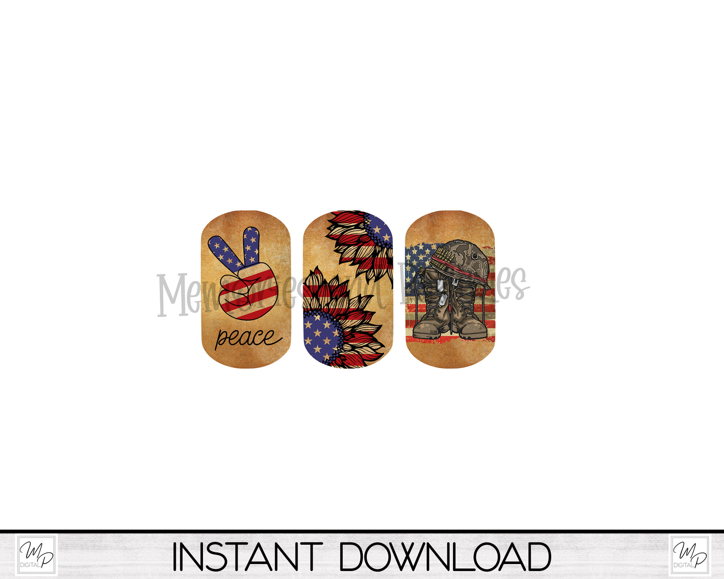 Patriotic Dog Tag Earring Design Bundle for Sublimation, Digital Download