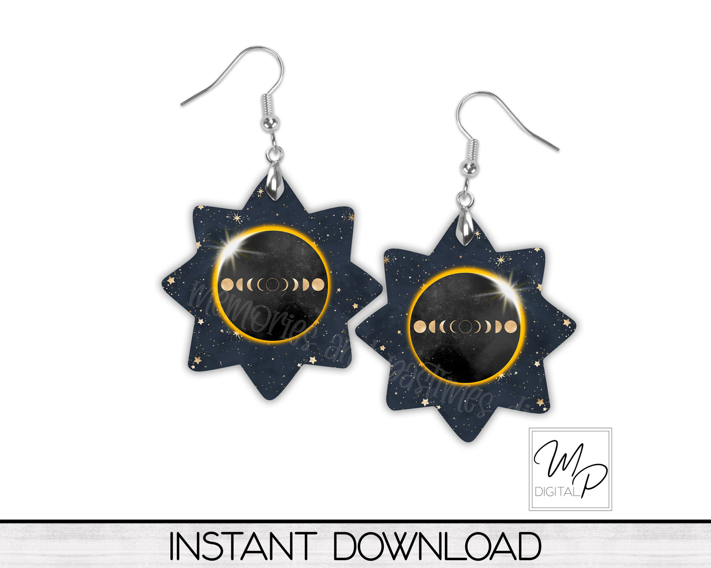 Solar Eclipse PNG Design for Sublimation of Signs and Earrings, Digital Download