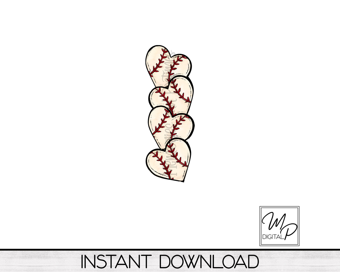 Baseball Hearts Hair Clip PNG Sublimation Design, Digital Download