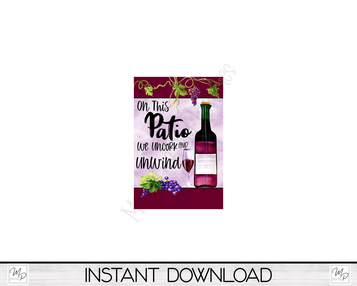 Wine Patio Garden Flag Design for Sublimation, Digital Download