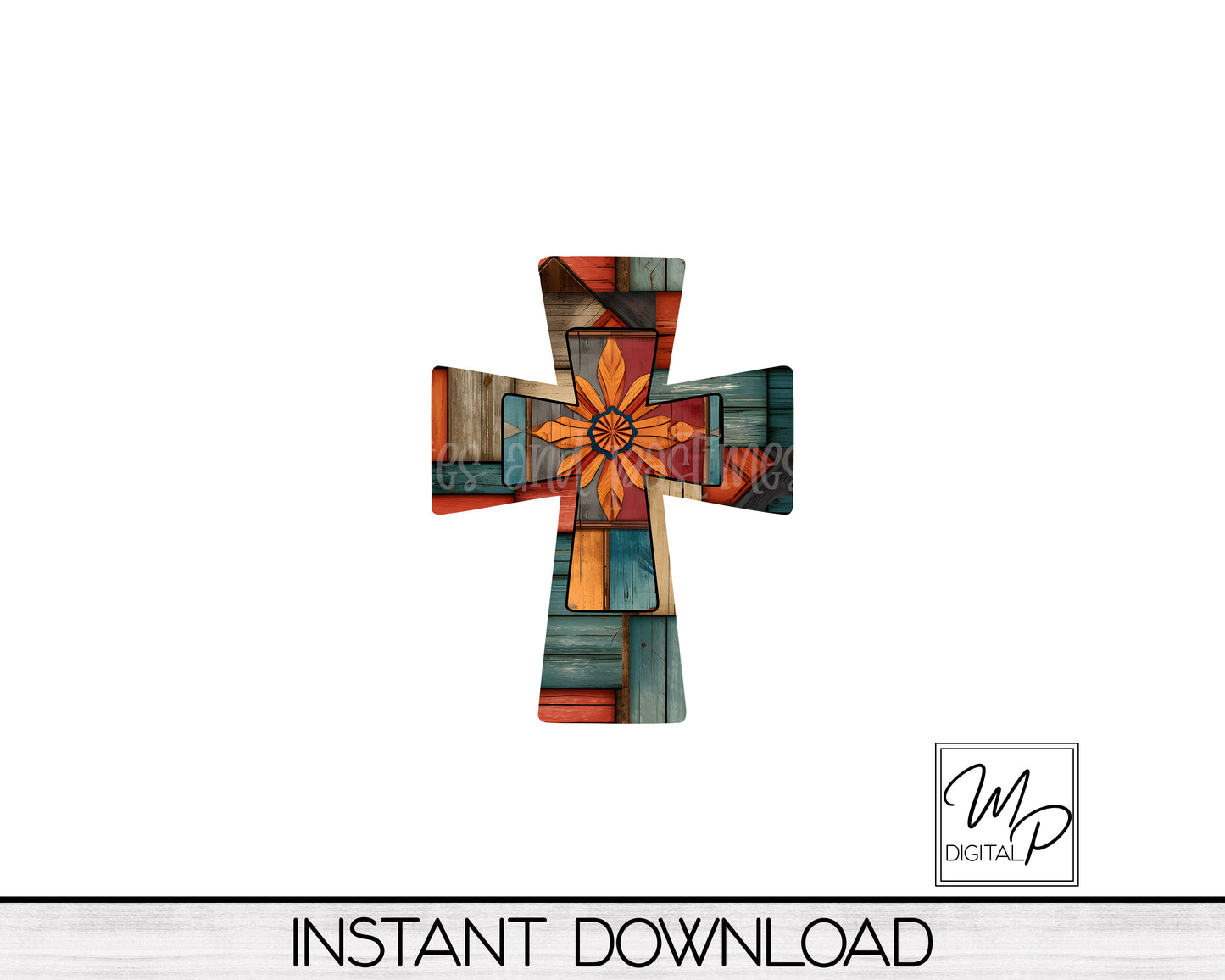 Western Cross PNG Design for Sublimation of Earrings and Wall Hangings, Digital Download