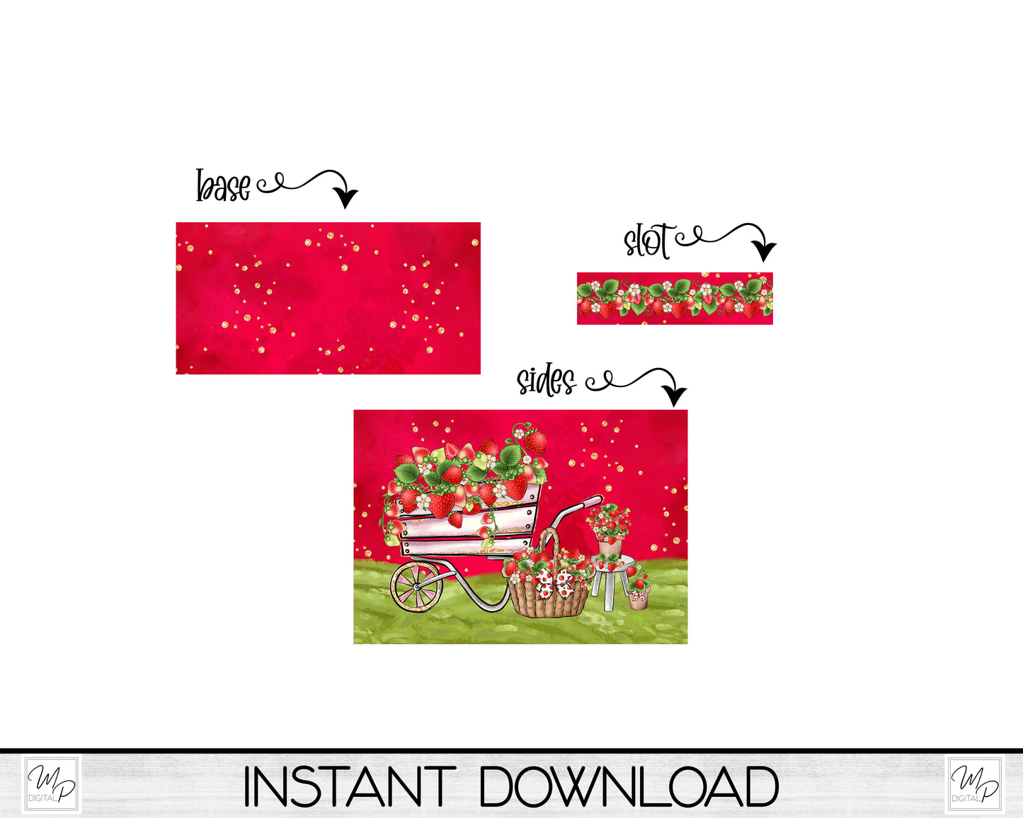 Strawberry Napkin Holder PNG Design for Sublimation, Digital Download
