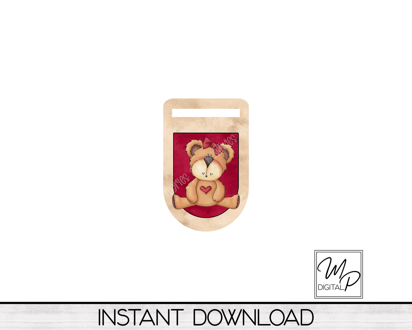Valentine's Day Bear PNG Design for Sublimation of Earrings Oval with Leather, Digital Download