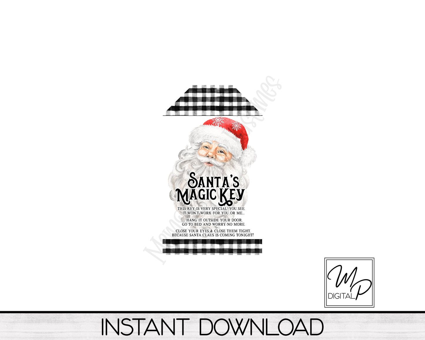 Santa's Magic Key Tag PNG Digital Download for Sublimation