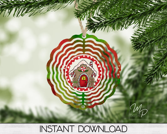 3 Inch Christmas Wind Spinner PNG Digital Download for Sublimation, Gingerbread