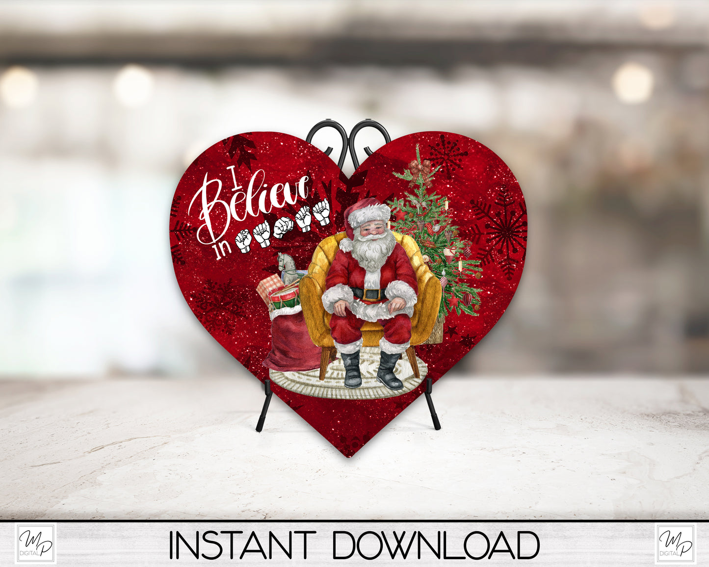 ASL Christmas PNG Digital Download For Sublimation, I Believe in Santa, Commercial Use