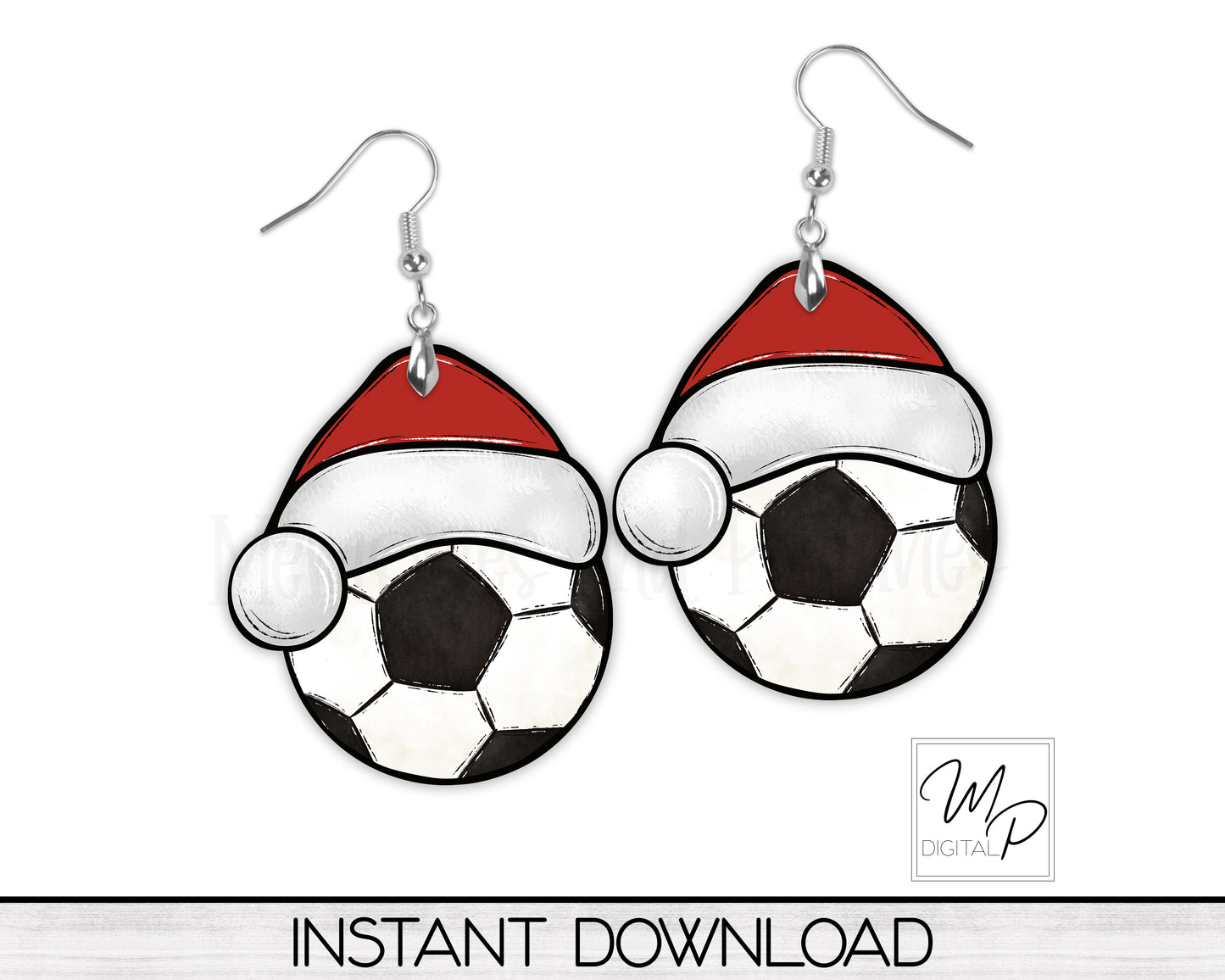 Christmas Soccer Santa Hat PNG Design for Sublimation, Digital Download