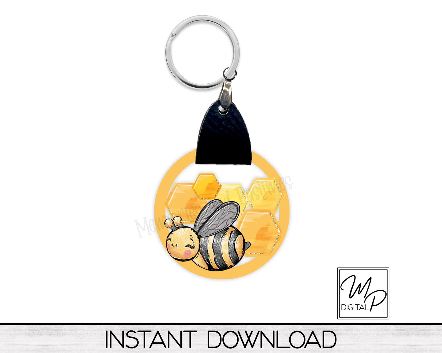 Honeycomb Bee PNG Design for Sublimation of Earrings with Leather, Digital Download